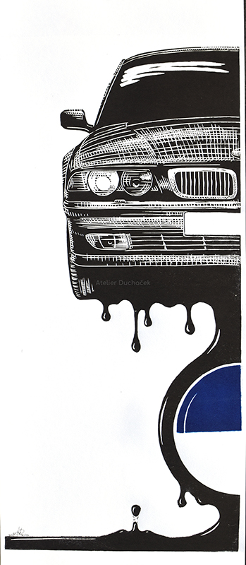 linoryt vytvořený na zakázku 60x25 cm