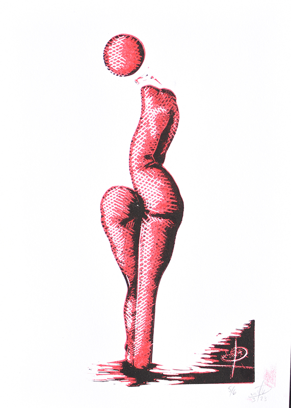 erie ženského aktu zezadu, formát A4