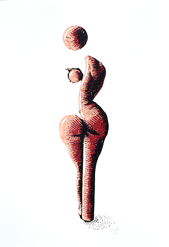 erie ženského aktu zezadu, formát A3